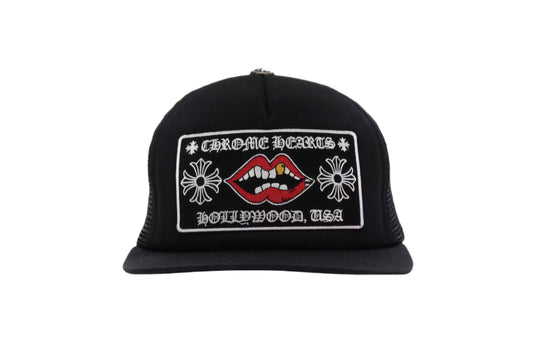 Black Chrome Hearts Chomper Hollywood Trucker Hat