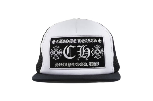 White Chrome Hearts Chomper Hollywood Trucker Hat