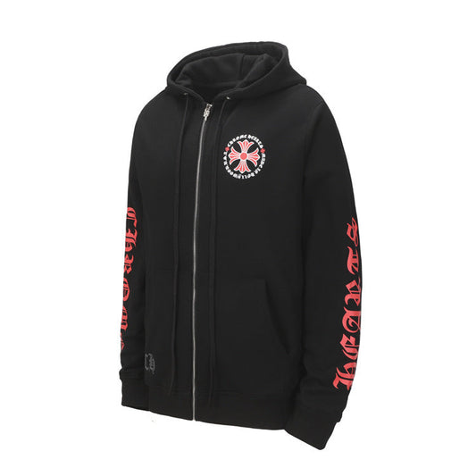 Red and Black Chrome Hearts Zip up Hoodie